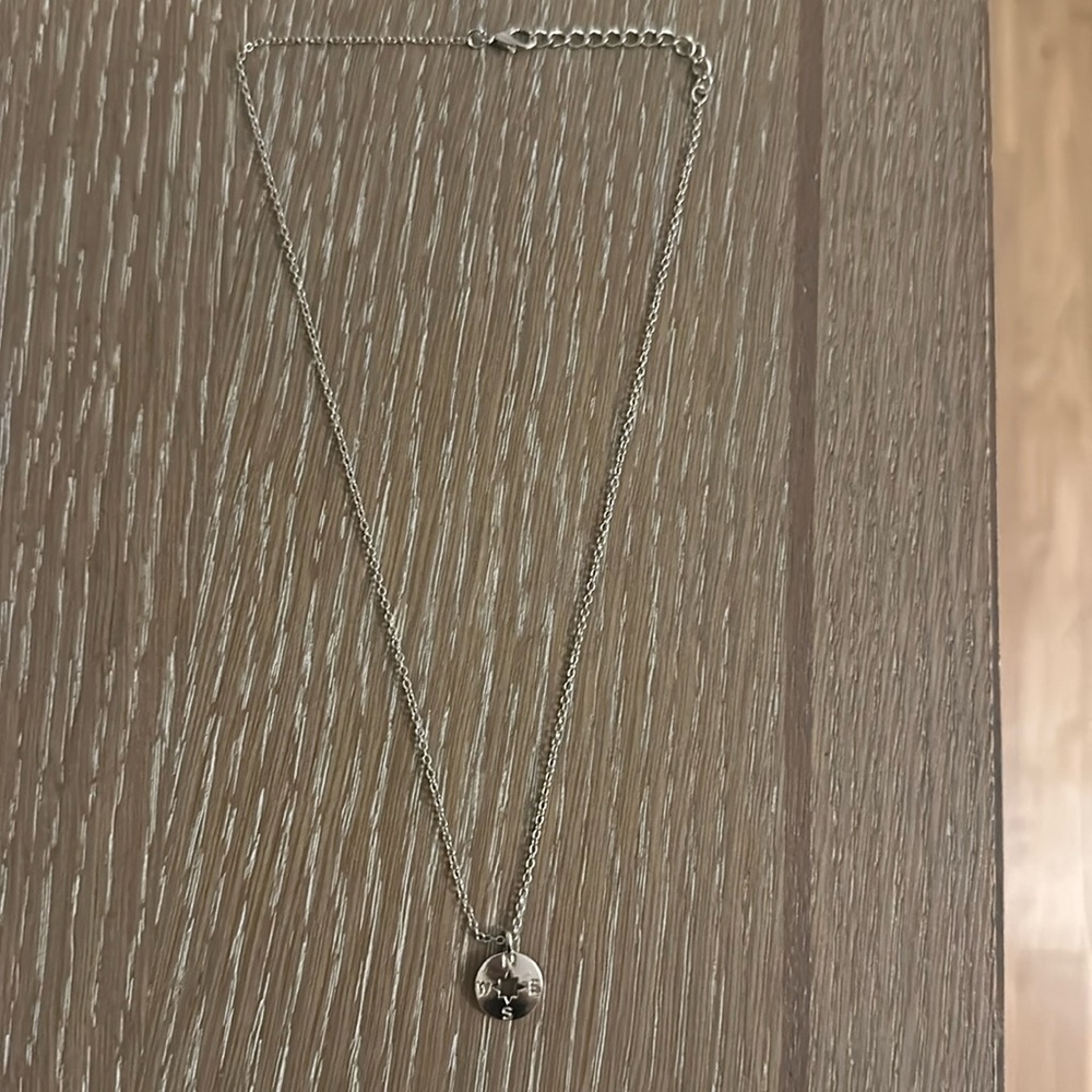 Silver compass fashion necklace, good condition